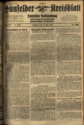 Erste Ausgabe vom Freitag, den 12. Juli 1935.