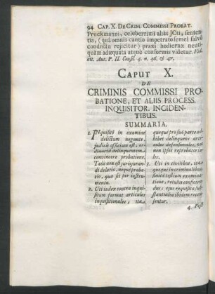 Caput X. De Criminis Commissi Probatione, Et Aliis Process. Inquisitor. Incidentibus