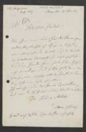 Brief von Julius Milde an Unbekannt