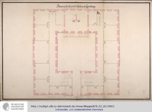 Plan au réz de chaussée du Chateau de Jegersbourg [Jagdschloss Jägersburg/Starkenburg]. [ca. 1735]