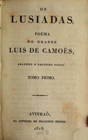 Os Lusiadas : Poema do grande. 1