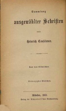 Sammlung ausgewählter Schriften : aus dem Vlämischen. 70, Das Übel der Zeit ; 1 : Erzählung