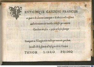 VENTICINQVE CANZONI FRANCESI a quatro di clement iannequin e di altri eccellentissimi authori