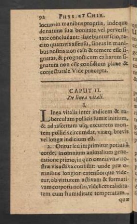 Caput II. De linea vitali.