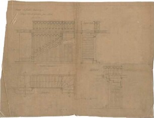 Dolmetsch, Theodor; Brackenheim; Haus Fender - Treppe vom EG zum 1. OG (Grundriss, Schnitte)