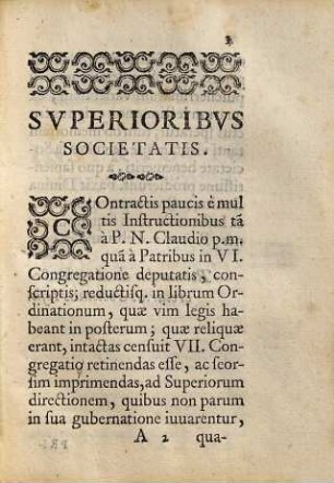 Instrvctiones Ad Provinciales, Et Svperiores Societatis