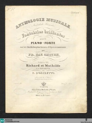 Fantaisie sur des motifs favoris de l'opéra: Richard et Mathilde (La Favorite) de G. Donizetti : Oeuvre 50