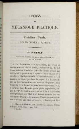 Lecons de Mécanique Pratique Troisième Partie. I. Lecon - X.