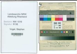 Entnazifizierung Stephan Vogel , geb. 30.05.1891 (Postbeamter)