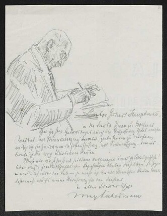 Brief von Max Liebermann an Gerhart Hauptmann
