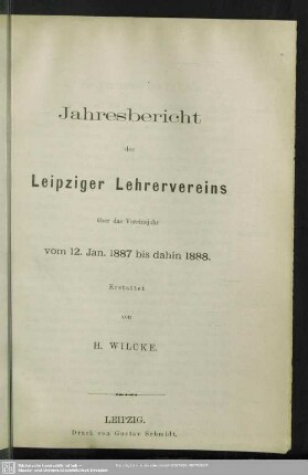 1887/88: Jahresbericht des Leipziger Lehrervereins : über d. ... Vereinsjahr