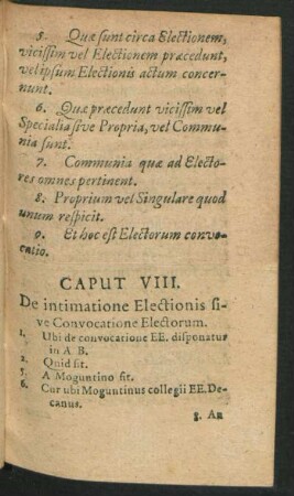 Caput VIII. De intimatione Electionis sive Convocatione Electorum.