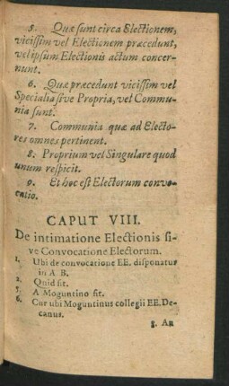 Caput VIII. De intimatione Electionis sive Convocatione Electorum.