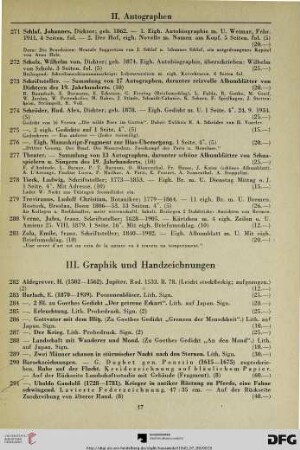 III. Graphik - Handzeichnungen - Aquarelle (Nr. 282-583)