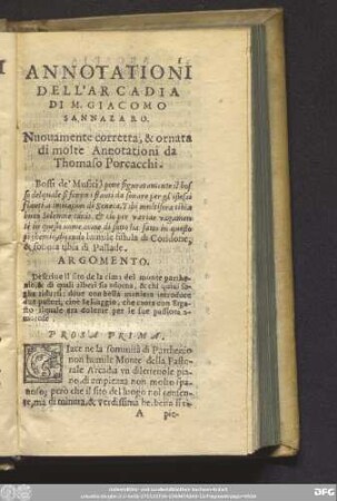 Annotationi Dell'Arcadia Di M. Giacomo Sannazaro.