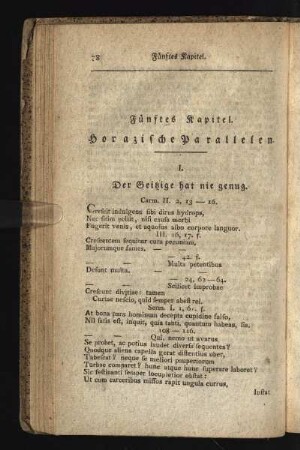 Fünftes Kapitel. Horazische Parallelen