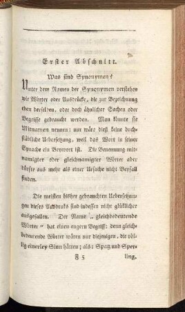 Erster Abschnitt. Was sind Synonymen?