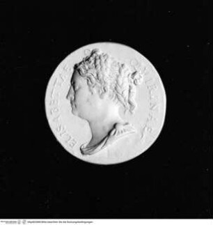 Medaille der Elisabetta Quirini, Avers: Brustporträt mit geflochtenen Haaren nach links