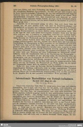 Internationale Musterblätter von Portrait-Aufnahmen