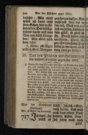 III. Von den Pflichten und Gesinnungen der wahren Christen gegen sich selbst.