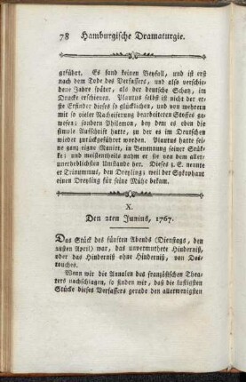 X. Den 2ten Junius, 1767