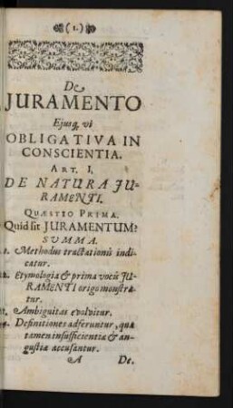 De Iuramento Eiusque vi Obligativa In Conscientia.