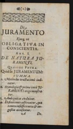 De Iuramento Eiusque vi Obligativa In Conscientia.