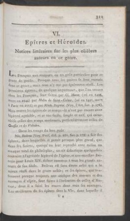 VI. Epîtres et Héroides. Notices littéraires sur les plus célèbres auteurs en ce genre