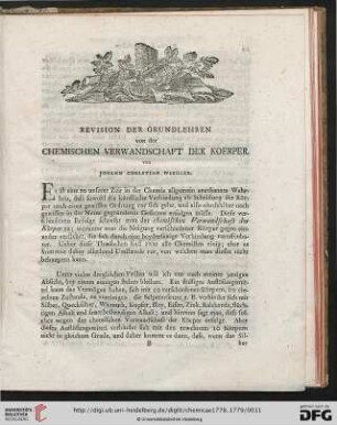 Revision der Grundlehren von der chemischen Verwandschaft der Koerper