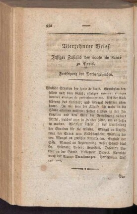 Vierzehnter Brief. Jetziger Zustand der ècole de Santé zu Paris. Fortsetzung des Vorhergehenden