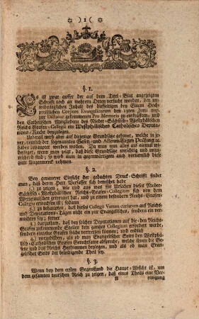 Des Nieder-Sächsisch-Westphälischen Reichs-Gräflichen Directorii Kurzgefaßte Antwort auf die In der Reichs-Gräflich-Catholischen Deputations-Streitigkeit jüngsthin unter dem Titel: Gesetz- und Actenmäßige Prüfung und Ergäntzung der vor einiger Zeit bekannt gewordenen, das Westphälische Grafen-Collegium betreffenden Auszüge aus den Acten des jetzigen Reichs-Tages; und der sogenannten Actenmäßigen Erläuterungen über die zu Wetzlar vorgebrachten Argumenta etc. herausgekommene Schrifft