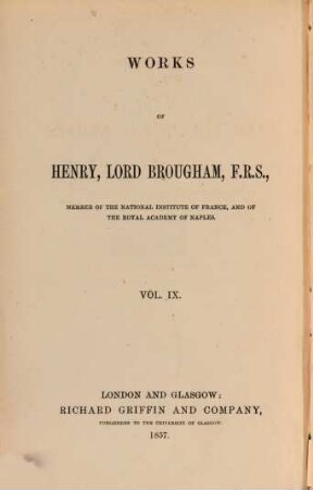 The works of Henry, Lord Brougham, 9