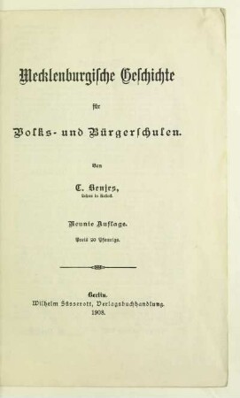 Mecklenburgische Geschichte für Volks- und Bürgerschulen