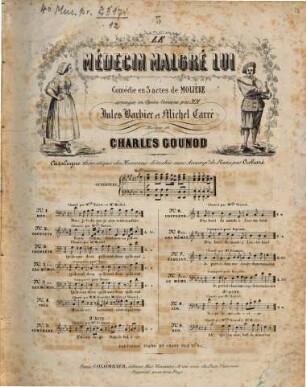 Le médecin malgré lui : comédie en 3 actes de Molière ; arrangée en opéra comique par MM. Jules Barbier et Michel Carré. 3, Couplets : (Qu'ils sont doux)