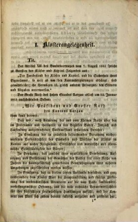 Kommissionalbericht an die ausserordentliche Tagsatzung vom März 1841 über den aargauischen Angelegenheiten