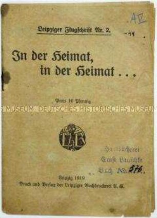 Propagandaschrift der USPD mit Mitgliederwerbung unter den heimkehrenden Soldaten des 1. Weltkrieges