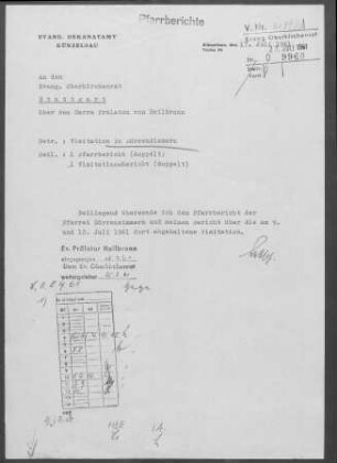 Stachenhausen, Eschenhof, Bühlhof, Eberstal, Sindeldorf, Marlach, Oberginsbach und Unterginsbach: Visitationsbericht mit Pfarrbericht 1961
