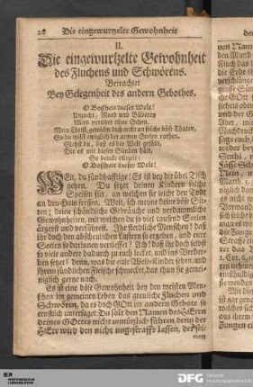 II. Die eingewurtzelte Gewohnheit des Fluchens und Schwörens.