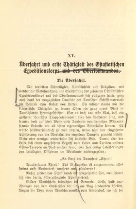 XV. Überfahrt und erste Thätigkeit des Ostasiatischen Expeditionskorps und des Oberkommandos