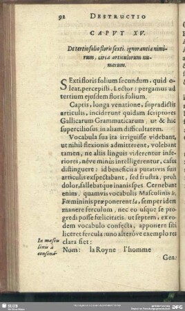 Caput XV. De tertio folio floris sexti, ignorantia nimirum, circa articulorum numerum