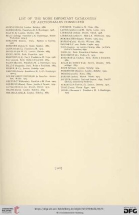 List of the more important catalogues of auction-sales consulted