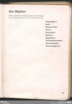 Das Objektiv