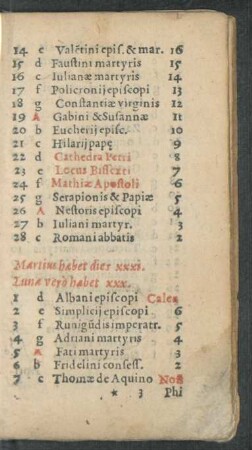 Martius habet dies xxxi.
