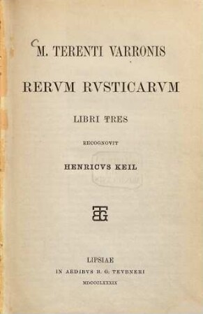M. Terenti Varronis Rerum rusticarum : libri tres