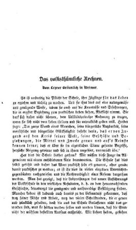 Das volksthümliche Rechnen