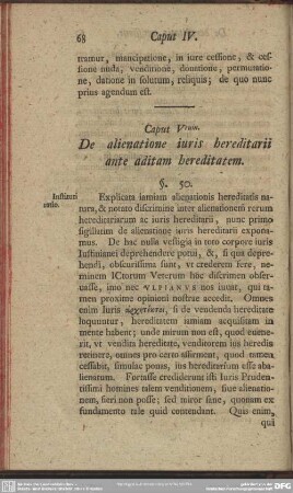 Caput Vtum. De alienatione iuris hereditarii ante aditam hereditatem