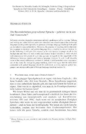 Die Besonderheiten gesprochener Sprache – gehören sie in den DaF- Unterricht?
