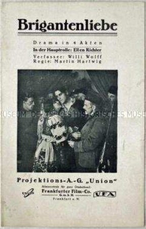 Filmprogramm zu dem deutsche Spielfilm "Brigantenliebe"