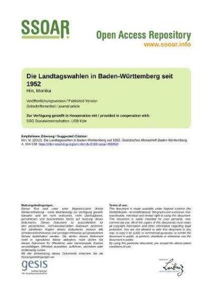 Die Landtagswahlen in Baden-Württemberg seit 1952