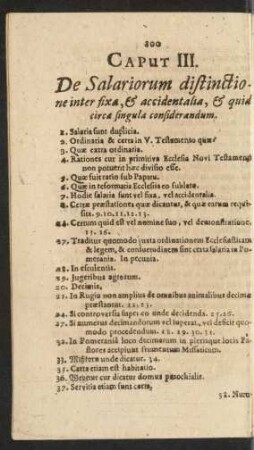 Caput III. De Salariorum distinctione inter fixa, & accidentalia, & quid circa singula considerandum